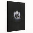 Washington DC Lincoln Memorial at dusk depicted in muted gray tones on a large stretched canvas.
