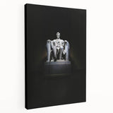Washington DC Lincoln Memorial at dusk depicted in muted gray tones on a large stretched canvas.