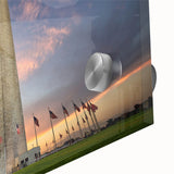 Acrylic print of Washington DC monuments in muted gray, ideal for dining room art with a mid-century modernist style.