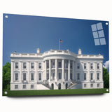 Acrylic print of Washington DC's White House in soft gray tones, ideal for bedroom or dining room decor.