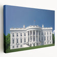 Washington DC White House depicted in realistic style on large stretched canvas, with soft gray tones.