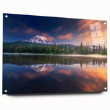 Acrylic print of Mount Rainier in muted earth tones, ideal for enhancing dining room decor.