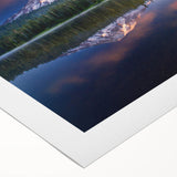 Art deco poster of Mount Rainier in muted earth tones on rolled canvas, suitable for dining room decor.