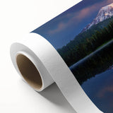 Art deco poster of Mount Rainier in pastel shades on rolled canvas, ideal for nursery wall art.