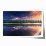 Mount Rainier landscape on rolled print, featuring soft pastel shades.