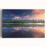 Black and white stretched canvas of Mount Rainier, ideal for kitchen art.