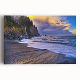 Black and white photograph of Olympic National Park on stretched canvas, ideal for kitchen wall art.