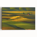 Black and white photograph of Palouse hills on stretched canvas, ideal for kitchen wall art.