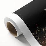 Art deco poster of Seattle skyline in pastel shades on rolled canvas, ideal for nursery wall art.