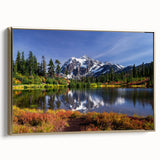 Framed canvas of a vintage-style Washington landscape painting in muted gold and black tones, ideal for bedroom wall decor.