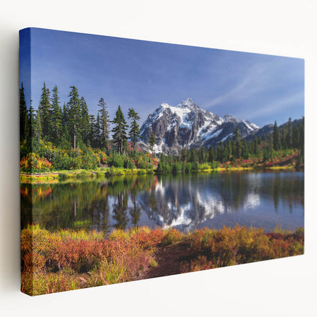 Large canvas print of the Washington, USA skyline in muted earth tones, suitable for kitchen wall art.