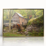 Framed acrylic print of West Virginia scenery in muted earth tones, ideal for modern art wall decor.