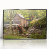 Mid-century modernist art depicting the West Virginia scenery in muted earth tones on a framed acrylic print.