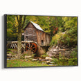 Black and white framed canvas of a vintage West Virginia landscape, ideal for bedroom wall art.