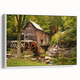 Vintage poster art of West Virginia scenery on a framed canvas, featuring colorful art in extra large size.
