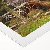 Art deco poster of West Virginia scenery in muted earth tones on rolled canvas, suitable for dining room decor.