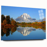 Acrylic print of Grand Tetons landscape in muted earth tones, ideal for bedroom or dining room decor.