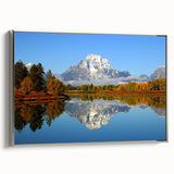 Framed canvas of a Grand Tetons landscape painting in muted earth tones.