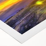 Art deco poster featuring Yellowstone scenery in muted earth tones on rolled canvas, suitable for dining room wall art.