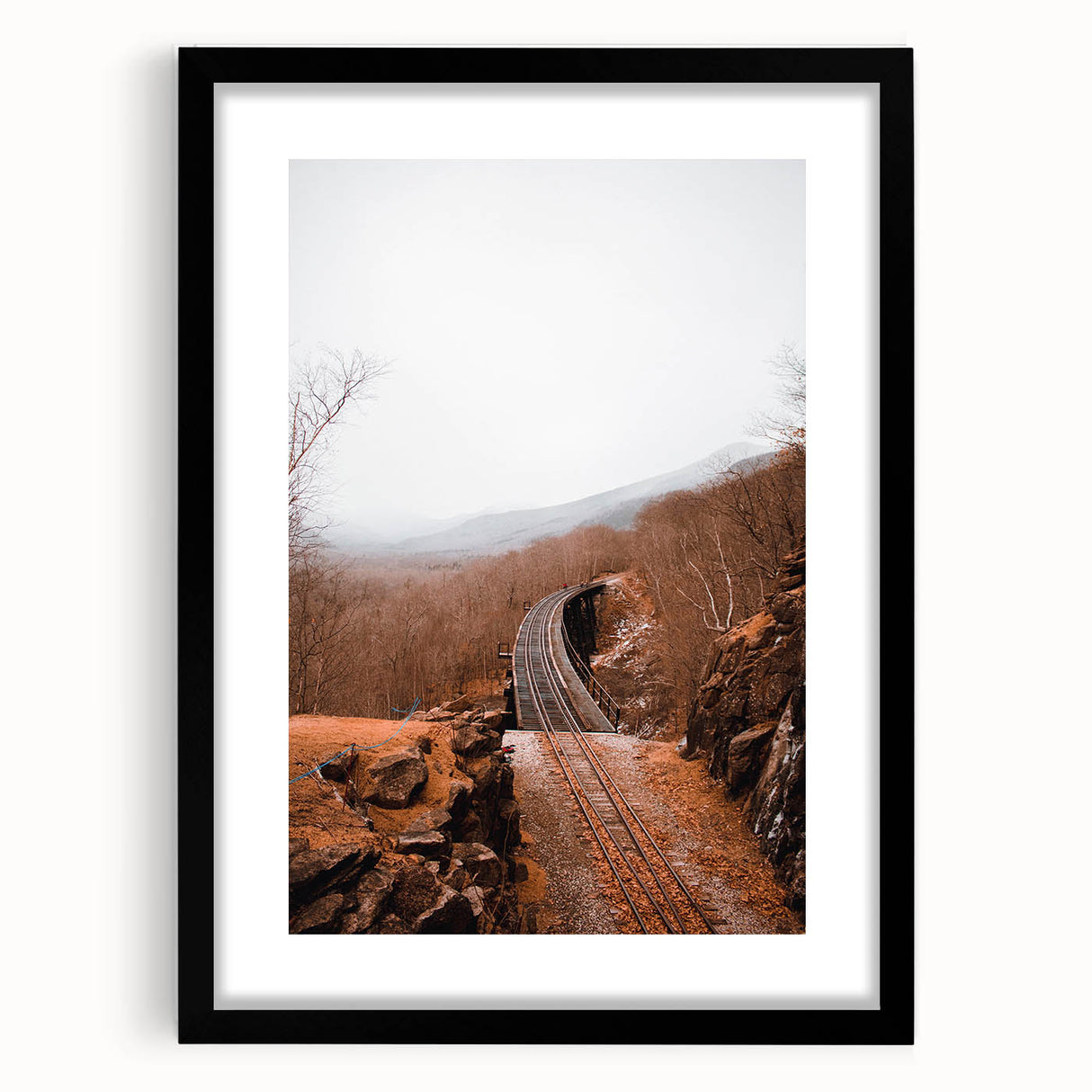 Extra large abstract art print featuring vibrant autumn hues on textured canvas, framed in black.