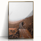 Mid-century modernist fall scene in vibrant orange and gold tones on a framed acrylic, ideal for modern art wall decor.