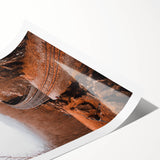 Extra large wall art featuring line art flowers in warm autumn hues on a rolled canvas.