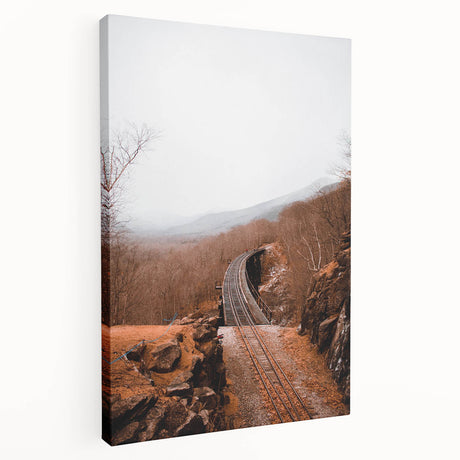 Autumn-themed stretched canvas depicting a forest with rich orange and brown tones, ideal for kitchen wall art.
