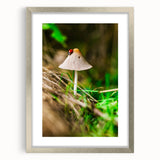 Textured abstract art print depicting spring, with soft green and yellow tones on a silver-framed canvas.