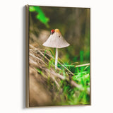 Framed canvas depicting a spring landscape with vibrant green and gold tones, ideal for bedroom wall art.