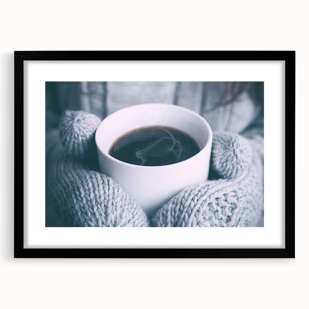 Abstract art print featuring textured, colorful swirls on an extra-large canvas, framed in black.