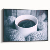 Black and white framed canvas depicting a winter landscape, ideal for bedroom wall art.