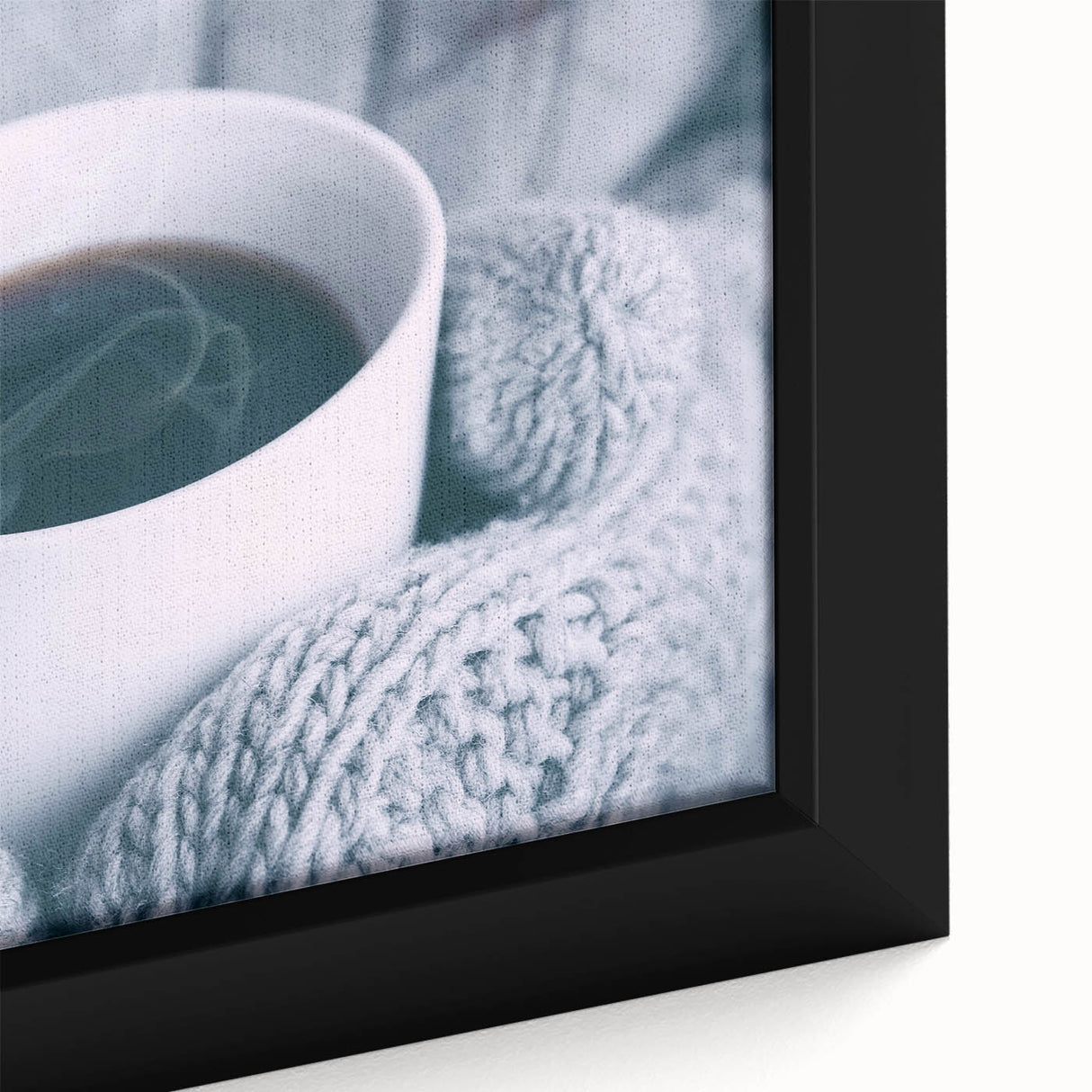 Extra large black wall art featuring a textured winter scene on framed canvas, with colorful accents.