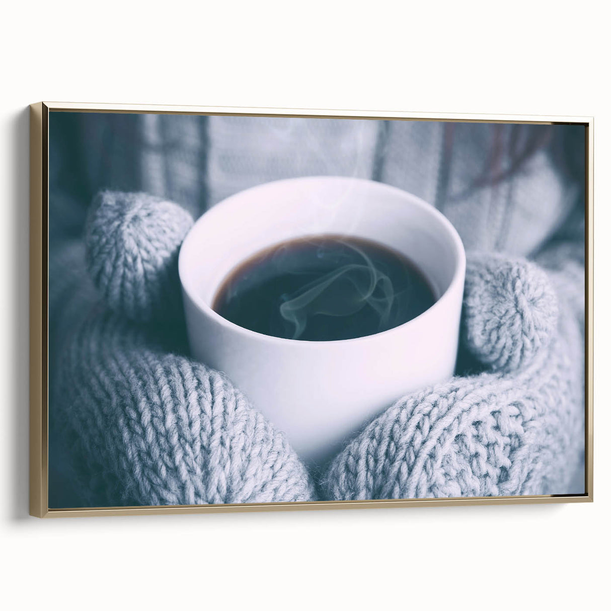 Framed canvas depicting a winter landscape with muted gray and black tones, ideal for bedroom wall art.