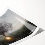 Extra large wall art featuring line art flowers in muted earth tones on a rolled print, suitable for large living room decor.