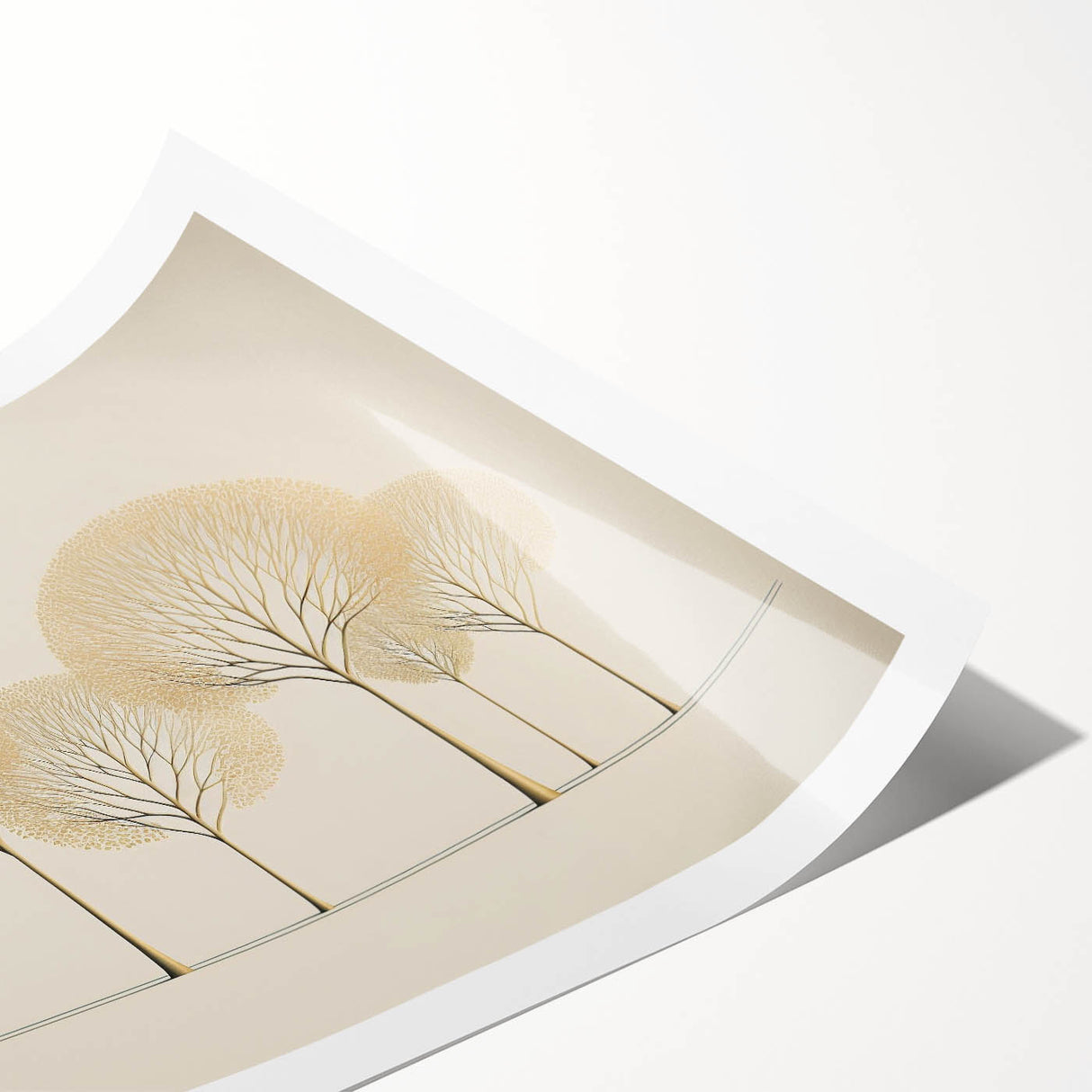 Dining Room Wall Art - Minimalist Gold Tree Contemporary Print