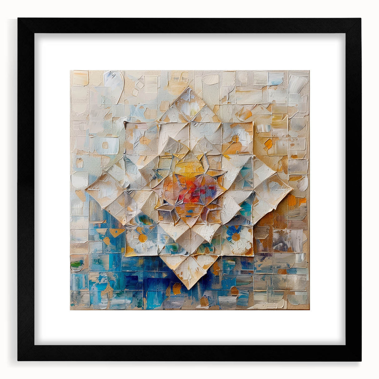 Abstract geometric black frame showcasing a minimalist design, featuring a matte finish and sleek lines, ideal for modern decor and artistic displays.