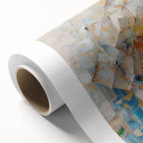 Abstract geometric rolled canvas artwork showcasing vibrant colors and intricate patterns, elegantly presented in a protective cardboard tube for easy storage and gifting.