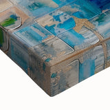 Abstract geometric design canvas print showcasing vibrant colors and intricate patterns, perfect for modern home decor. Close-up reveals textured surface and rich detail, enhancing visual appeal for art enthusiasts.