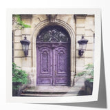 Extra large wall art showing a detailed French door architecture in muted earth tones, ideal for art wall dining room.