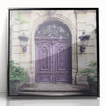 Large abstract wall art featuring a mid-century modernist door design in black and white, acrylic framed.