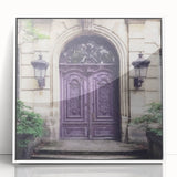Art Deco-style door depicted in a framed acrylic poster with monochrome and gray shades, suitable for modern art wall decor.