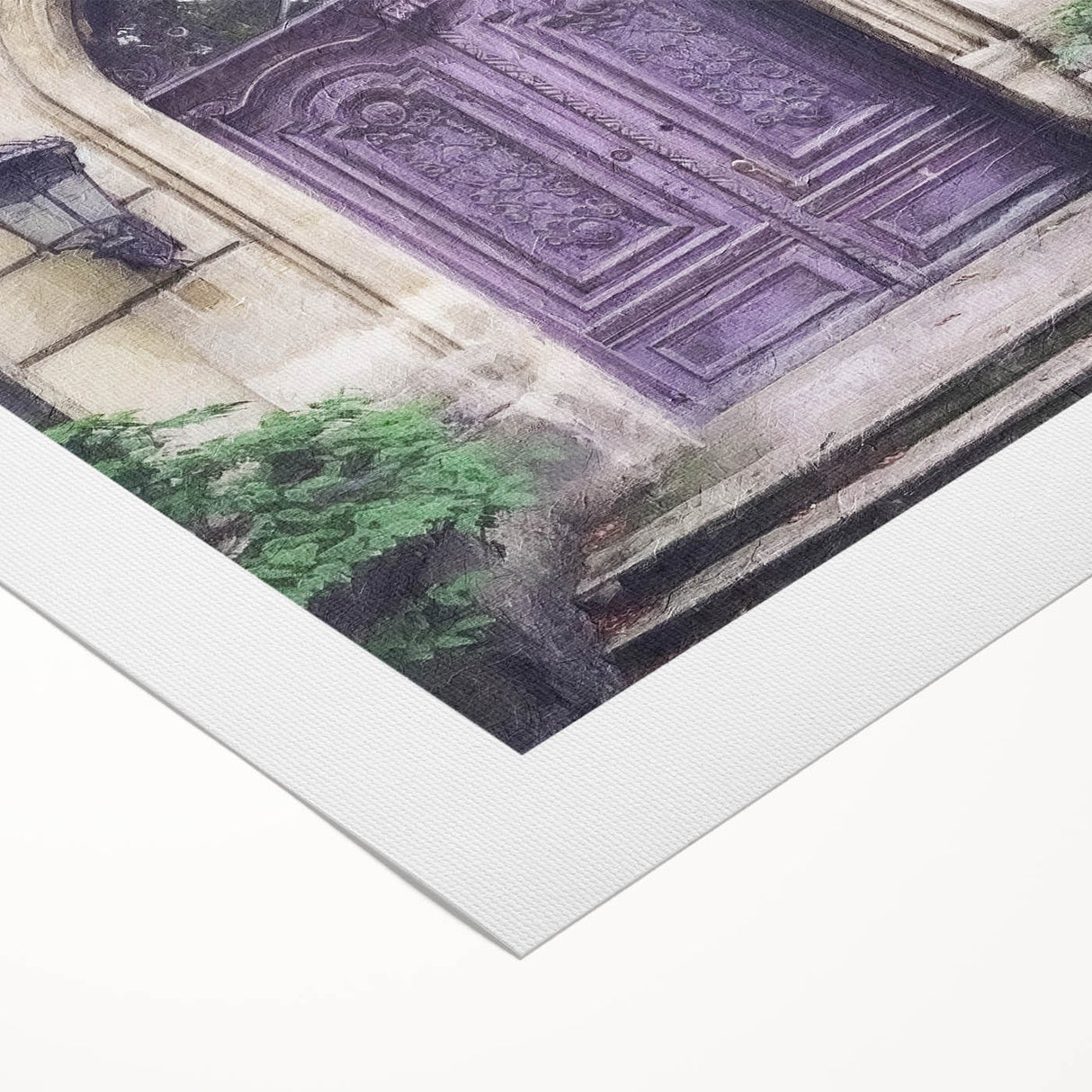 Art deco poster featuring an ornate French door design in monochrome, on rolled canvas, suitable for dining room wall art.