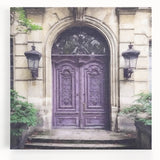 Black and white photograph of an ornate French door, printed on large stretched canvas, suitable for kitchen wall art.