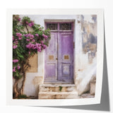 Extra large wall art featuring a Greek architecture door design in muted earth tones on glossy photo paper.