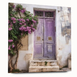 Acrylic print of a large abstract depiction of a Greek door in muted earth tones, ideal for bedroom or dining room art.