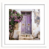 Abstract art print of a Greek door architecture in muted earth tones on a framed canvas, ideal for dining room decor.