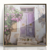 Framed acrylic print of a Greek architecture door design in gold, ideal for modern art wall decor.