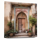 Acrylic print of an Indian door design in vibrant colors, suitable for dining room or bedroom wall art.