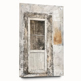 Acrylic print of a rustic Italian door in earthy tones, suitable for bedroom or dining room decor.