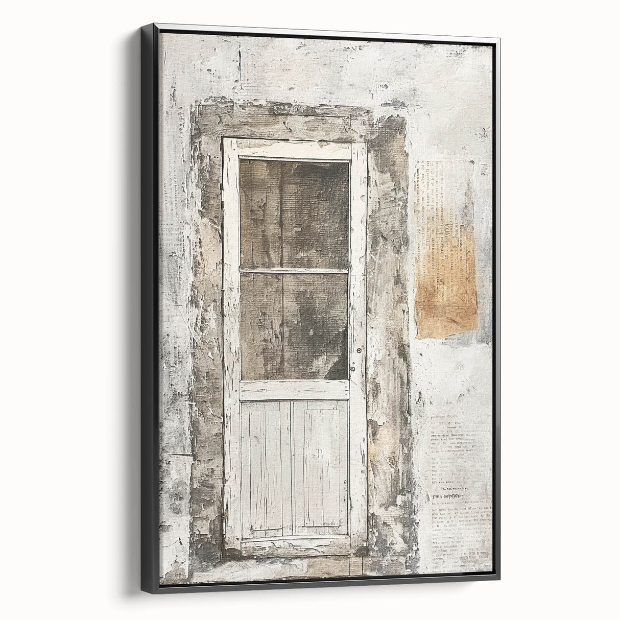 Black and white framed canvas featuring a rustic Italian door, ideal for bedroom wall decor.
